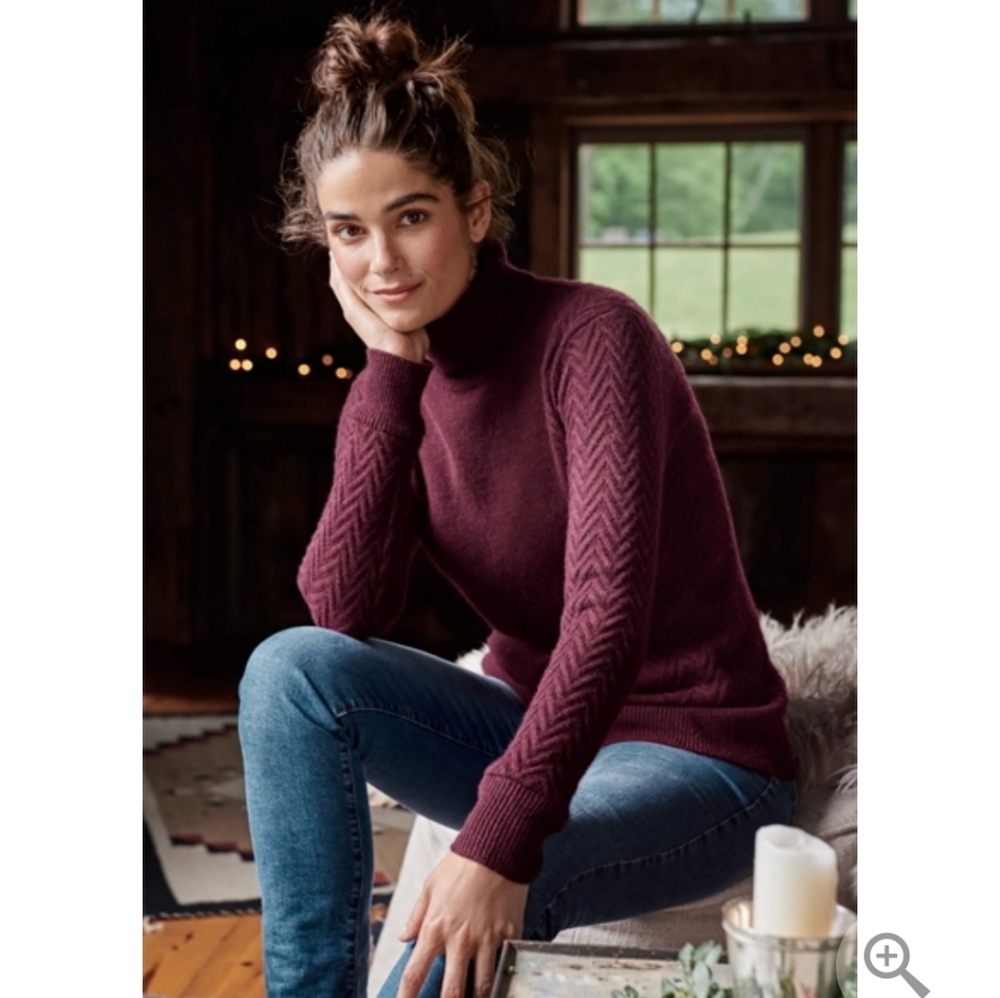 NWOT Orvis 100% Cashmere Herringbone Sweater